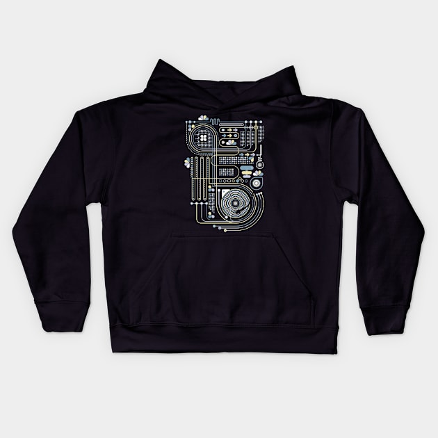 Circuit 02 Kids Hoodie by heavyhand